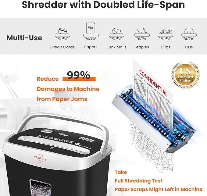 VidaTeco Paper Shredder for Home Office10-Sheet Cross-Cut Shredder