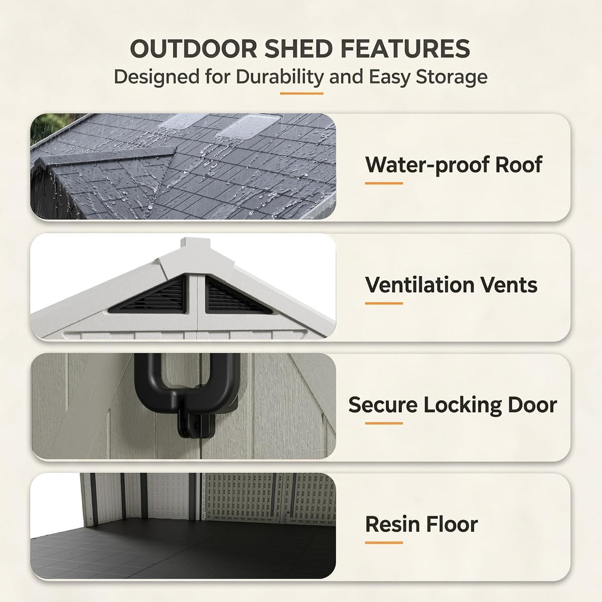 devoko 10x10 ft resin storage shed with floor showing dimensions