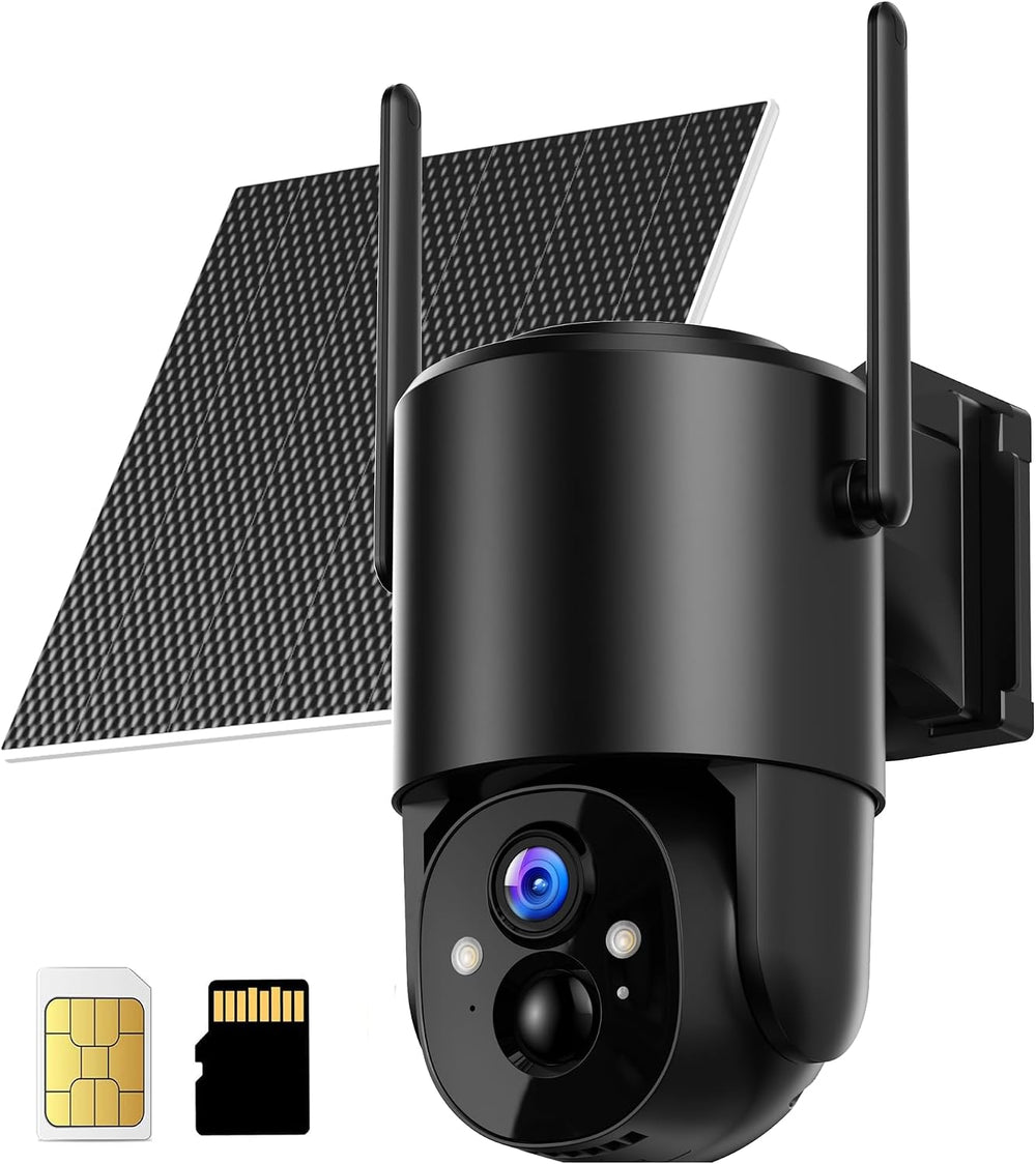 4G LTE Cellular Security Camera: No WiFi Security Camera Outdoor Solar Built-...