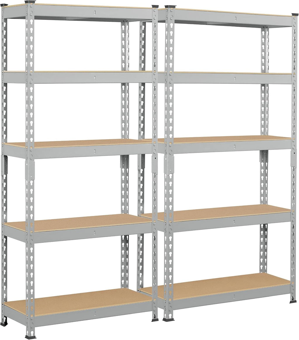 Topeakmart 2 Pack 5-Tier Metal Storage Shelves for Garage 28x12x60in Light Gray