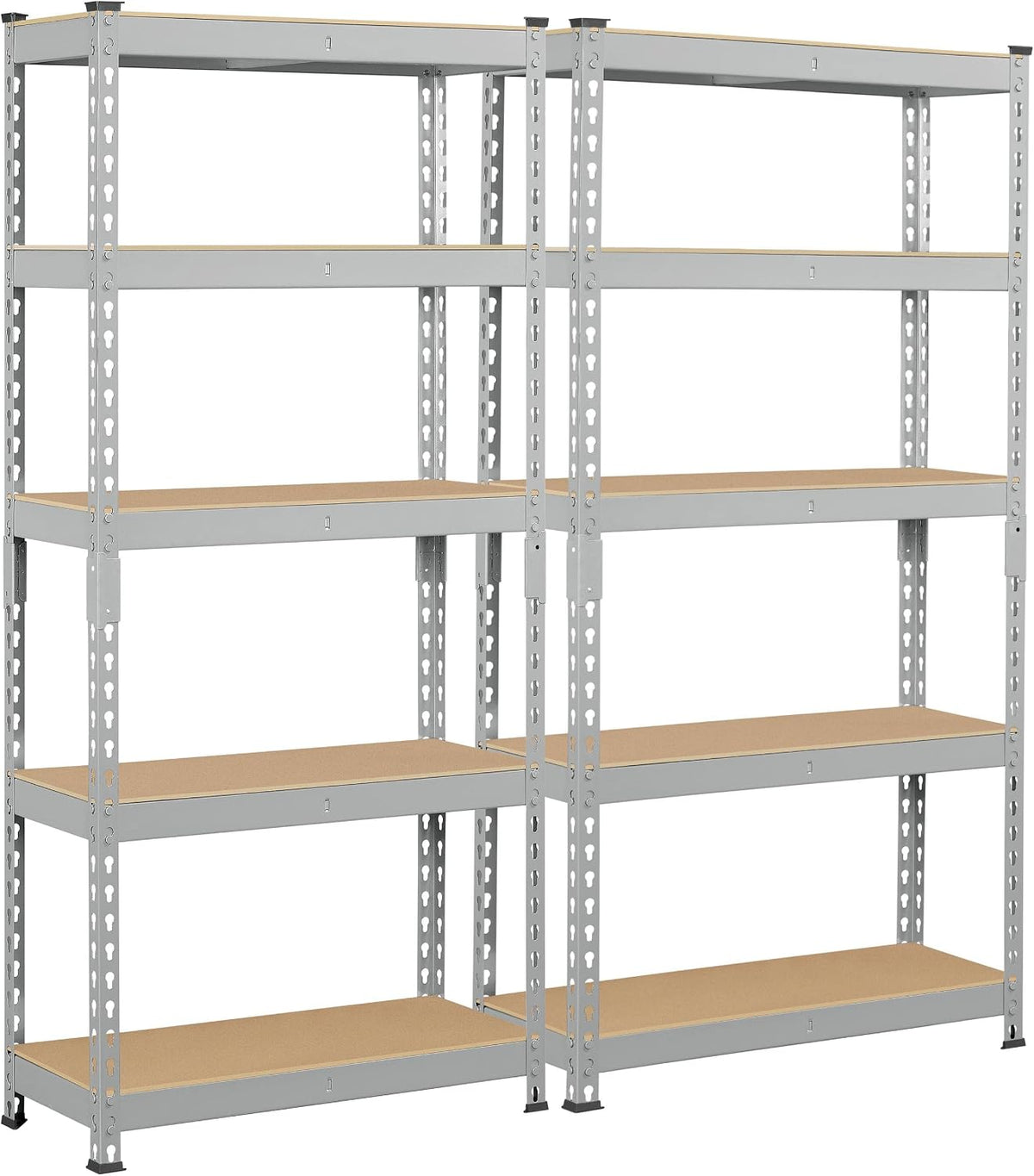 Topeakmart 2 Pack 5-Tier Metal Storage Shelves for Garage 28x12x60in Light Gray