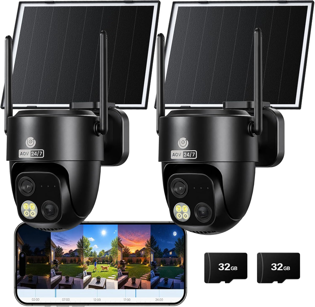 MUBVIEW Dual-Lens Solar Security Camera, 4K Pan Tilt Wireless Outdoor Cam