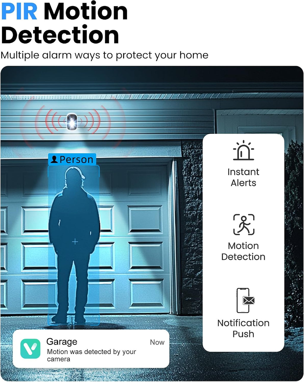 misecu security cameras wireless outdoor, 2k battery powered, side view