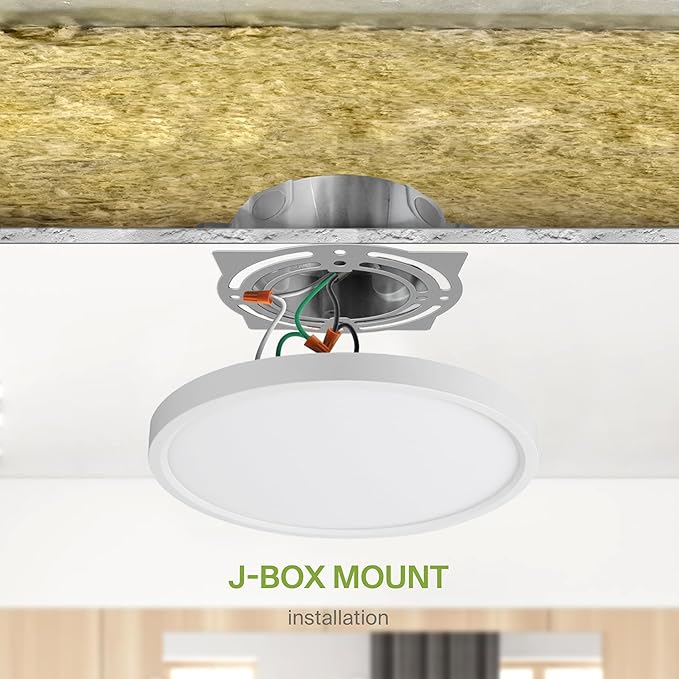 ASD LED 9" Round Flush Mount Ceiling Light Fixture, Low Profile Surface (6 Pack)
