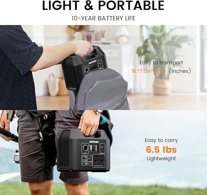 SinKeu Portable Power Station 80000mAh, 256Wh LiFePO4 Battery Backup, 300W AC