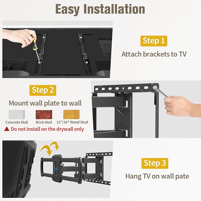 Mounting Dream TV Wall Mount, UL Listed Full Motion Mount Bracket