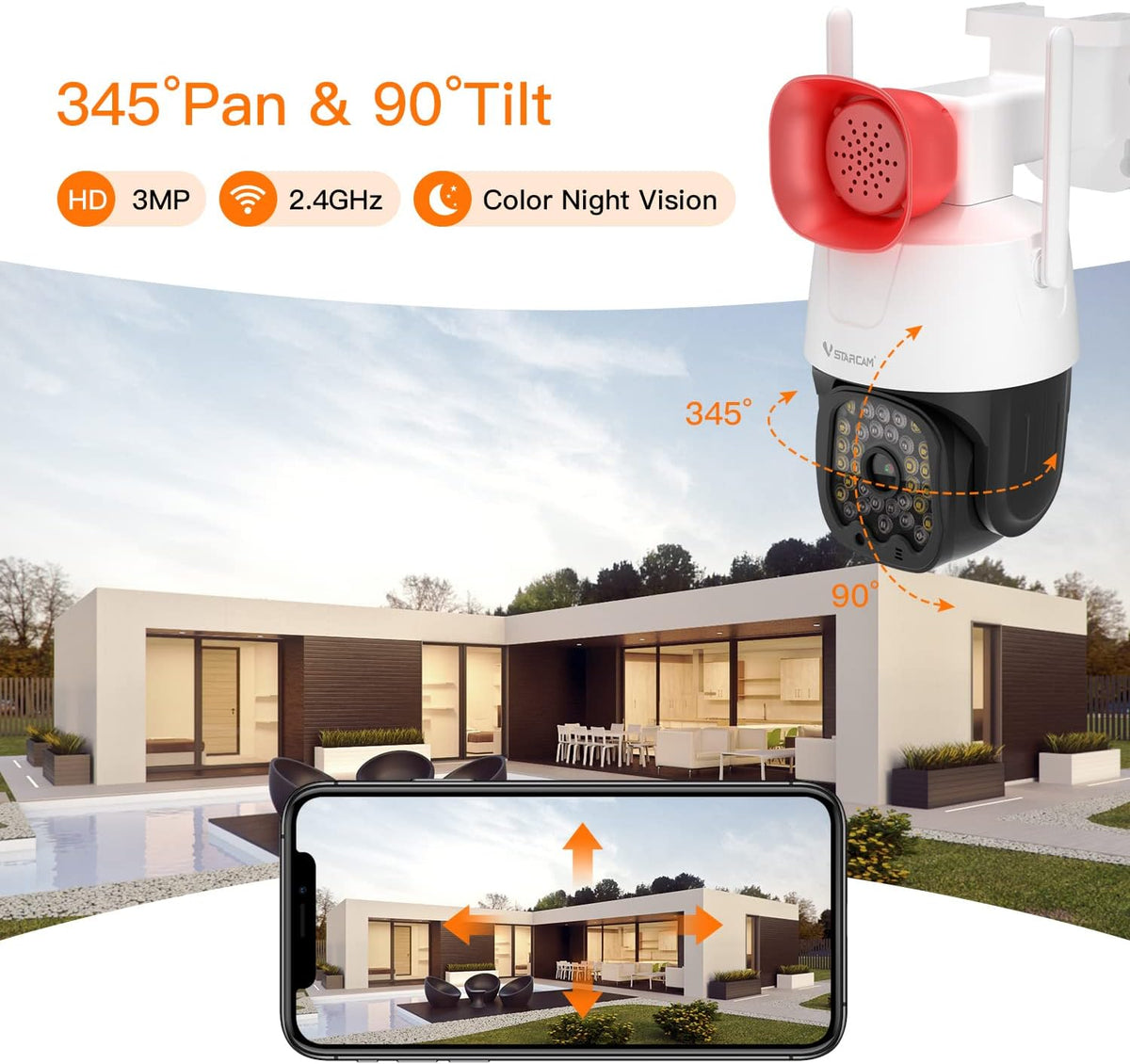 vstarcam 3mp security camera outdoor,home camera security, outdoor, close-up detail