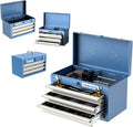 LARBANKE Metal Tool Box,3 Drawer Tool Box with Top Storage Tray, Portable Tool Chest with Locking System and Drawer Liner, Hand Carrying Tool Chest for Garage,Home or Workbench