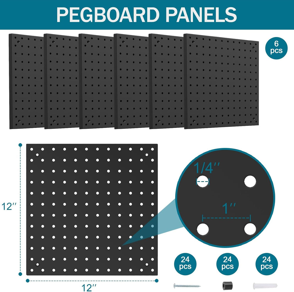 Peg Board Kit, Includes Pegboard and Accessories,with Hooks and Bins,Peg Boar...