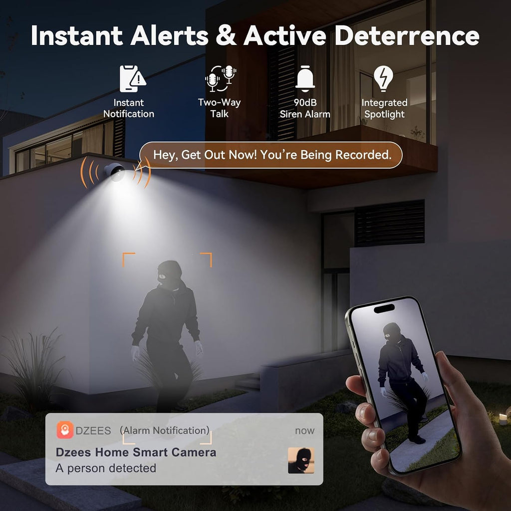Dzees 2K Wireless Security Camera Outdoor, Magnetic Battery Powered Camera