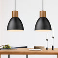ELYONA 2 Pack Hammered Pendant Lights, 10.2” Industrial Metal Solid Wood Hanging Lamp, Modern Island Pendant Light Fixtures for Kitchen Bar, Farmhouse Dining Room, Bedroom, Living Room, Office, Black