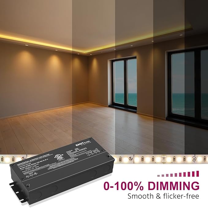EMITEVER Dimmable Led Driver, 2 Packs 120W AC 110V-277V to DC 24V Transformer