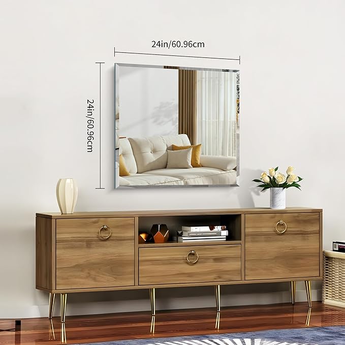 CILIBER Beveled Mirror, 24x24 inch Square Bathroom Mirrors