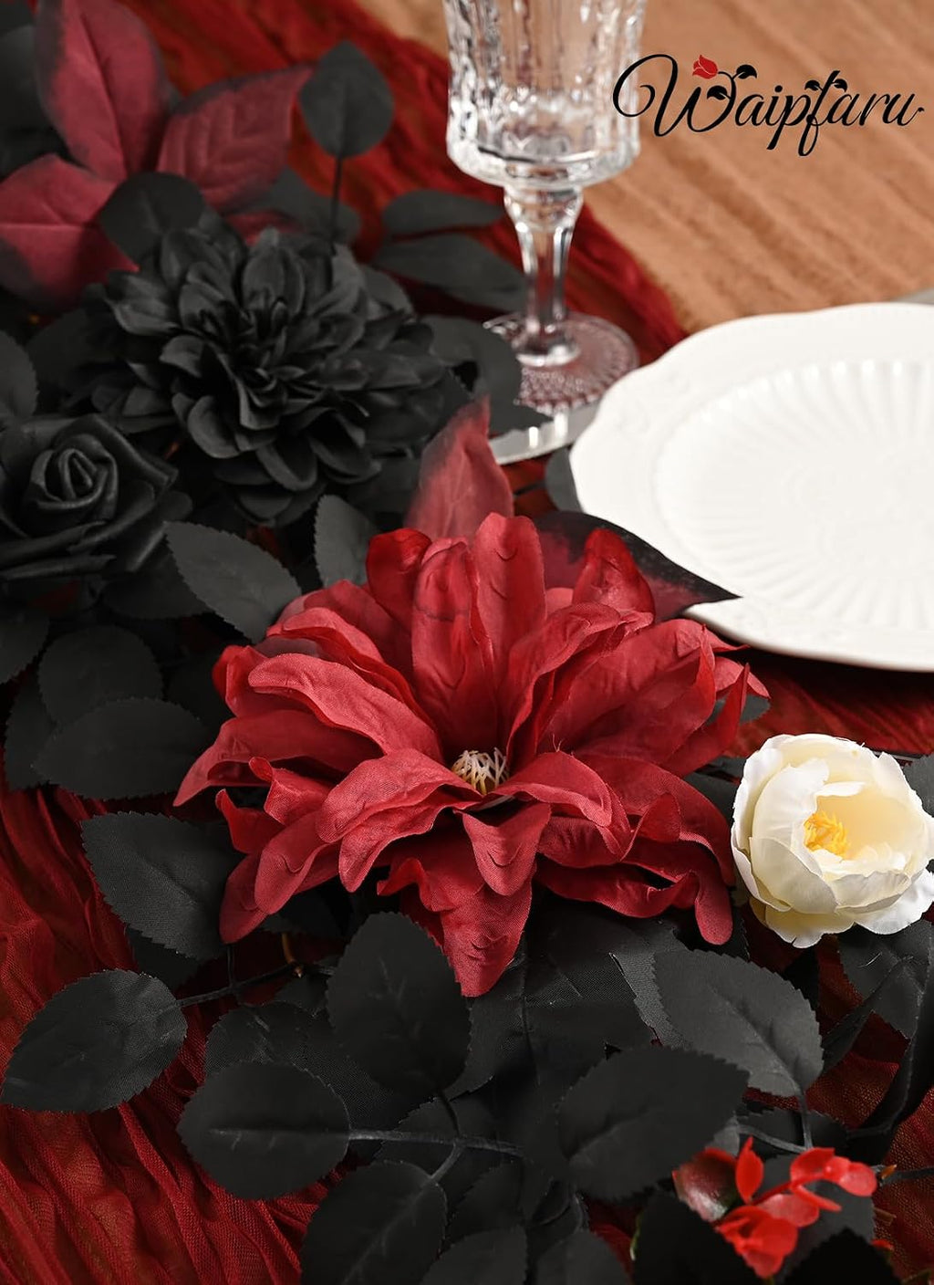 Waipfaru 2Pcs Halloween Garland, Artificial Rose Flower Garland for Mantle