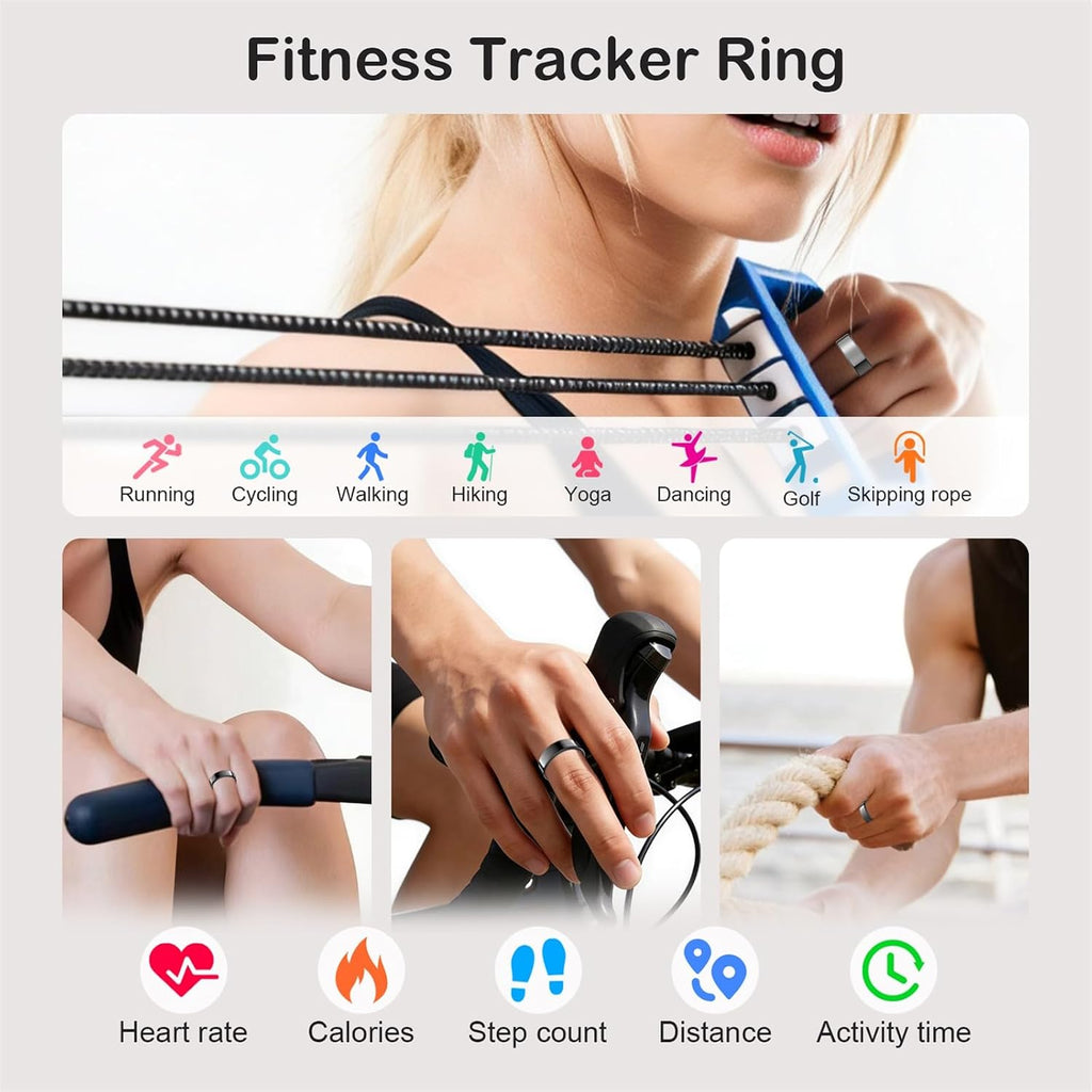 smart ring for women men, sleep activity health showing dimensions