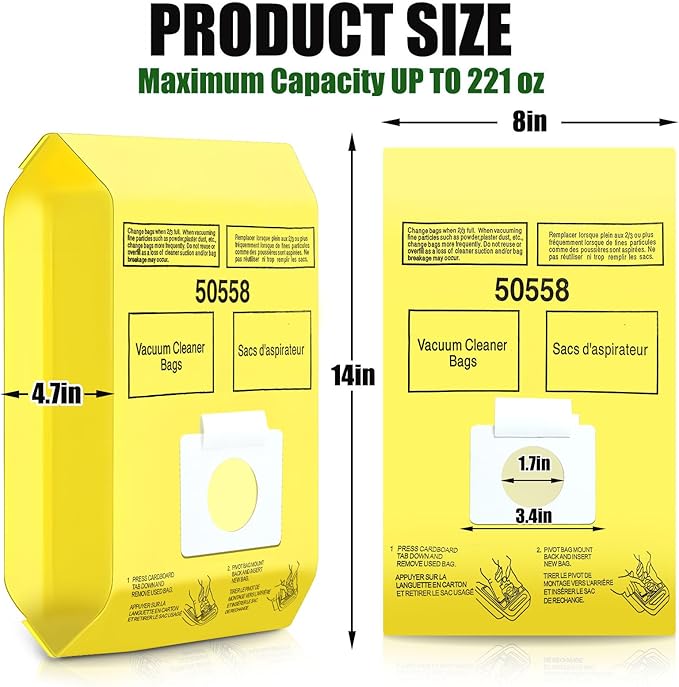 DTESL 50 Pack Vacuum Cleaner Bags Fit