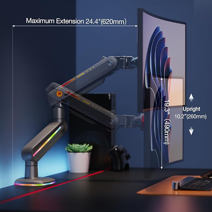 NB Designer Gaming Monitor Arm for 32 to 60 Inches Screen, Load up to 20 kg