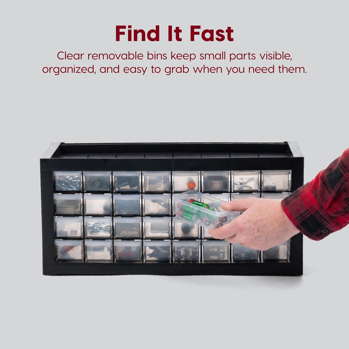 iris usa 32-drawer tool organizer, nuts & bolts, package contents