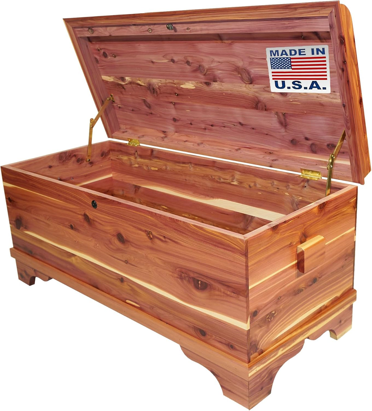 DutchCrafters Cedar Wood Blanket Storage for Living Room, Fully Lined Hope Chest, Bedroom Bench, Lockable Storage Box, Locking Chest with Handles and Waterfall Edge - Amish Made in USA (41" Medium)