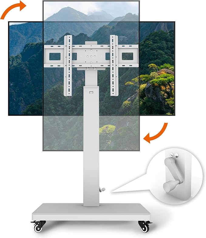 XinleTech Mobile TV Cart Stand for 32-80 Inch TVs, 90°Landscape to Portrait