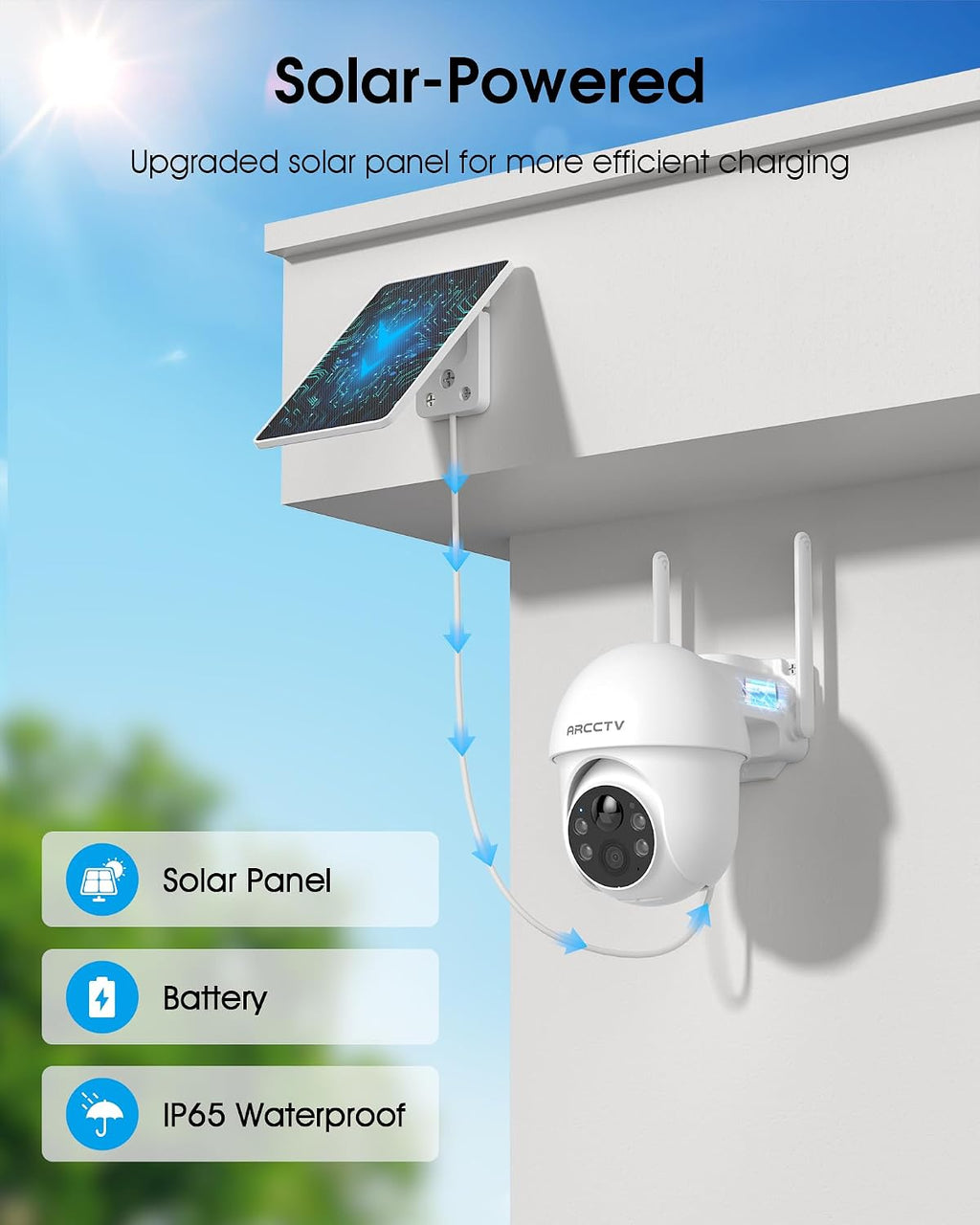 arcctv security cameras outdoor wireless 4mp solar wifi shown in use