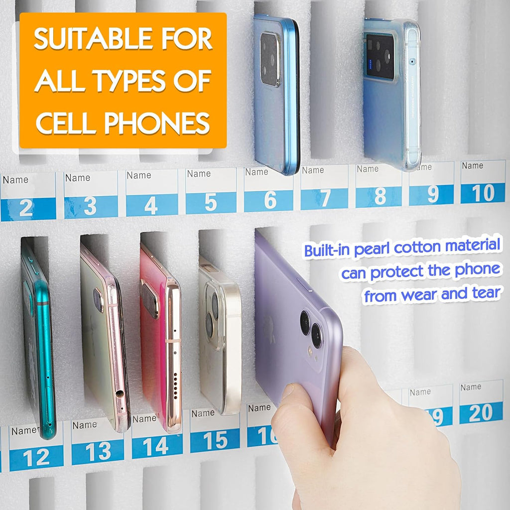 30 slots aluminum alloy cell phone locker, phone, close-up detail