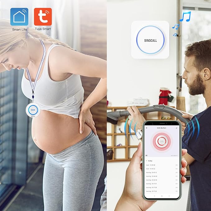 SINGCALL Tuya WiFi SOS Wireless Calling Caregiver Pager System Calling Alert