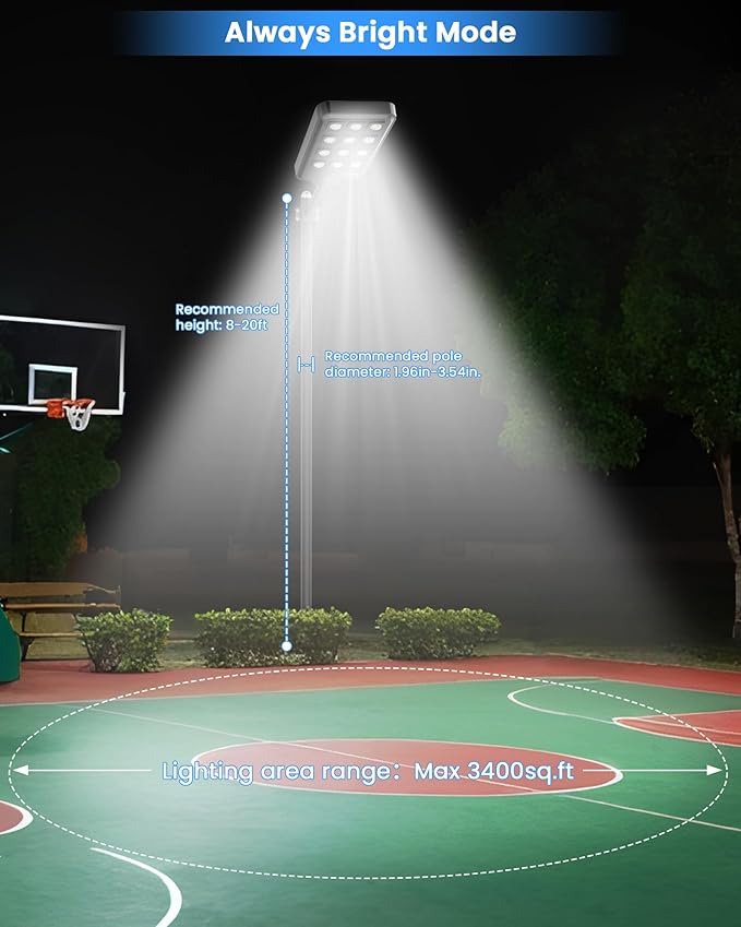 Gefolly G-13000W Solar Street Light Outdoor, Wide Angle Commercial Parking Lot
