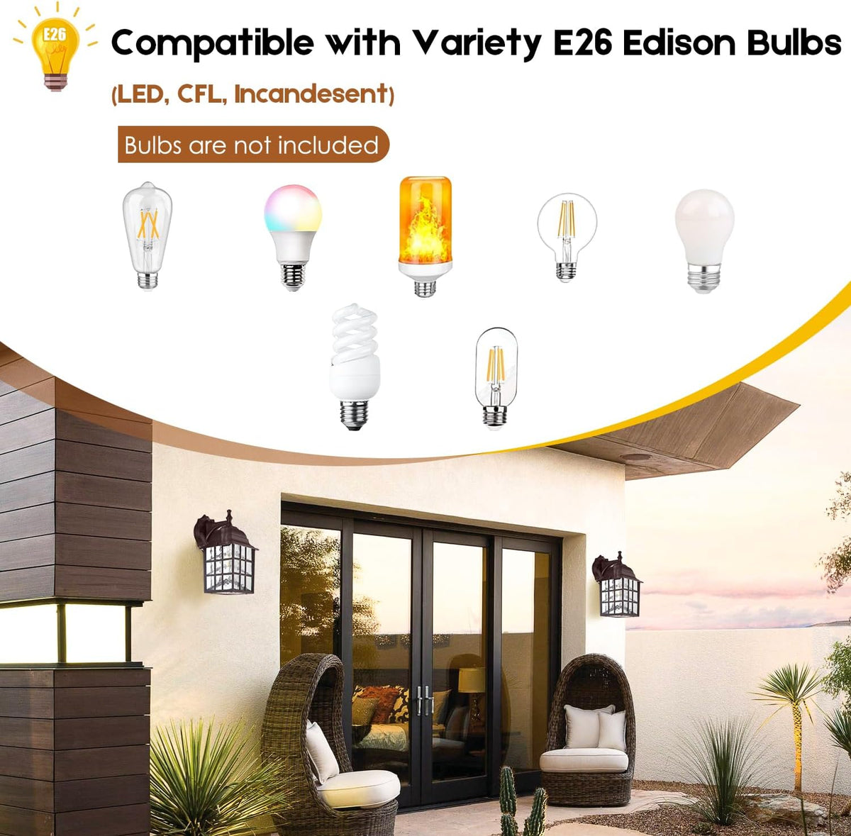 brightever 2-pack dusk to dawn outdoor wall light showing dimensions