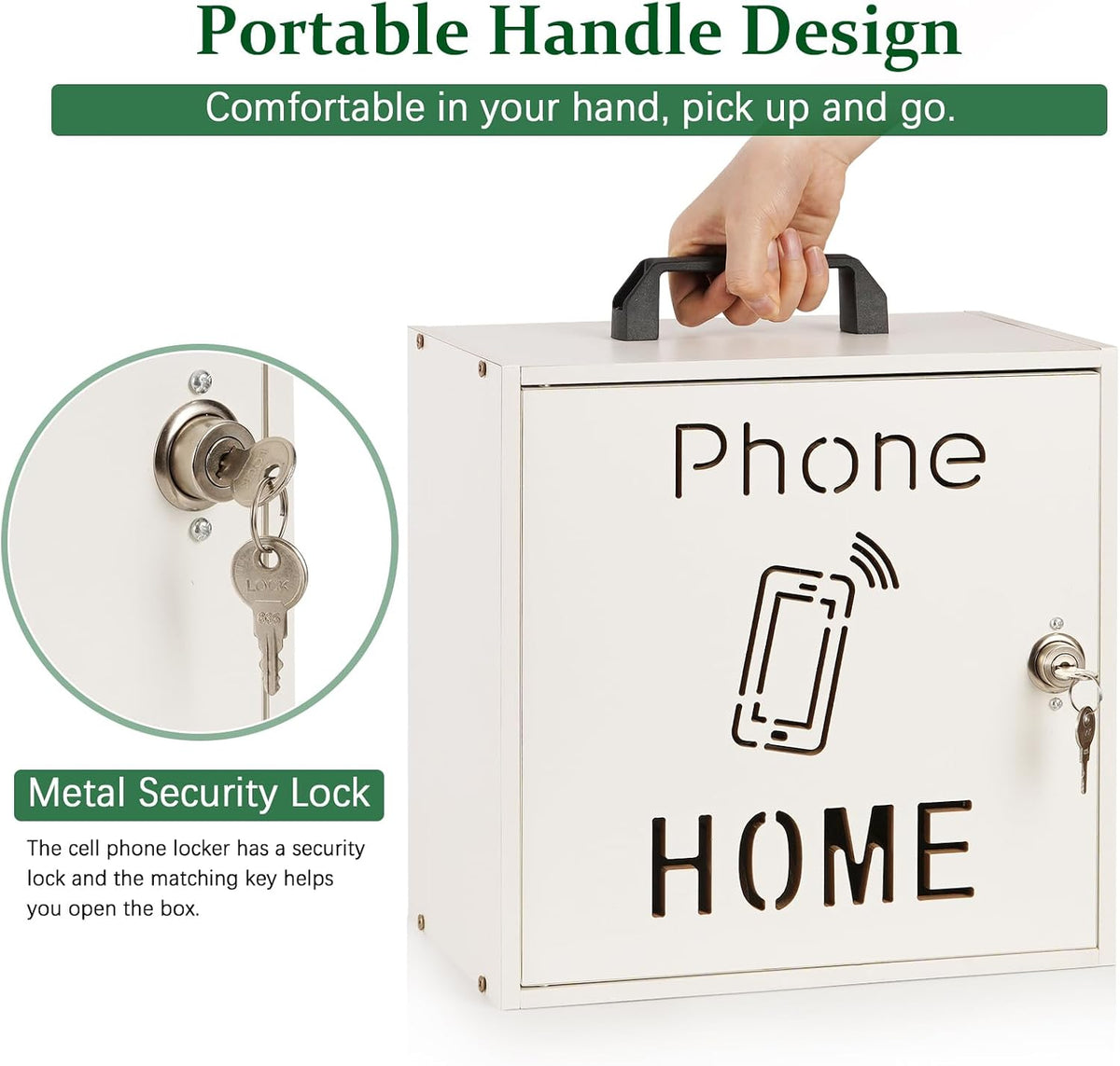 wooden phone lock box,adjustable 33 slots cell phone, close-up detail