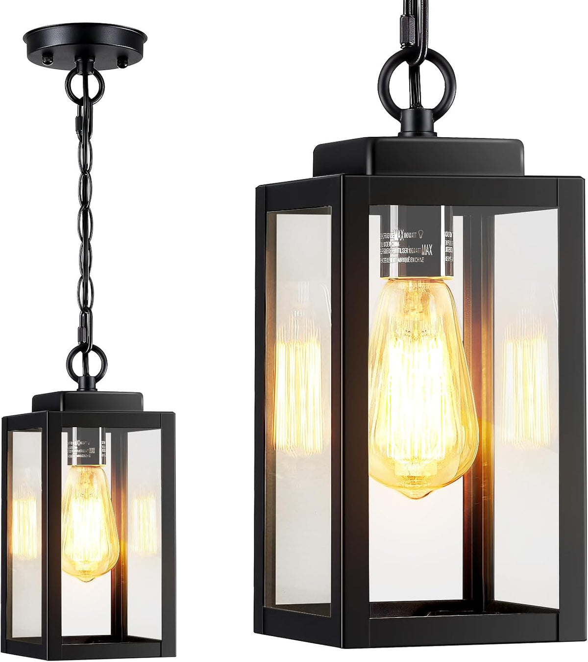MYHXQ 11'' Outdoor Pendant Light, Modern Outside Chandelier Outdoor Hanging