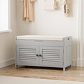 WARMHONIU Shoe Storage Bench with 2 Drawers Storage & Cushioned Seats