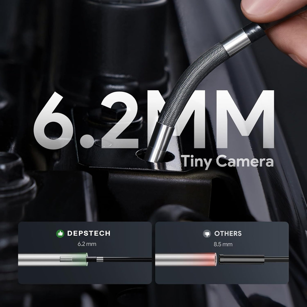 DEPSTECH 5" Articulating Borescope,1080P Inspection Camera with Light 5FT