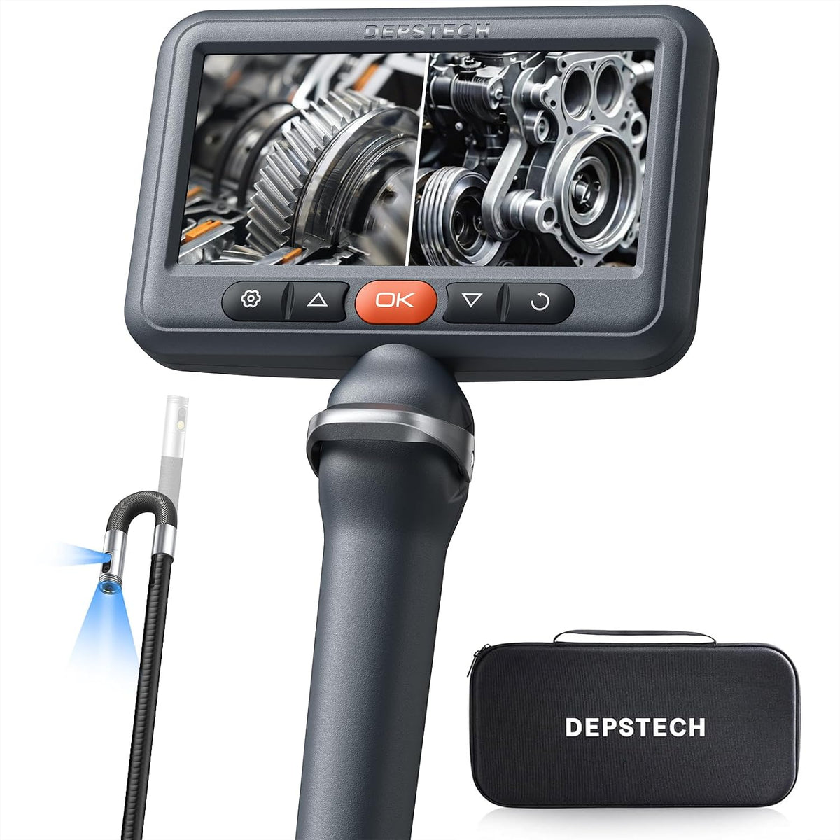 DEPSTECH Dual Lens Articulating Borescope,Endoscope Camera with Light 5FT