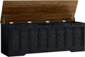 VANKILEY 51.2" Storage Chest Extra Large,Wooden Storage Bench,Black+Brown
