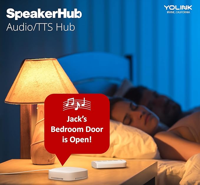 YoLink LoRa Smart Door Sensor Starter Kit: SpeakerHub Audio Hub & Door Sensor