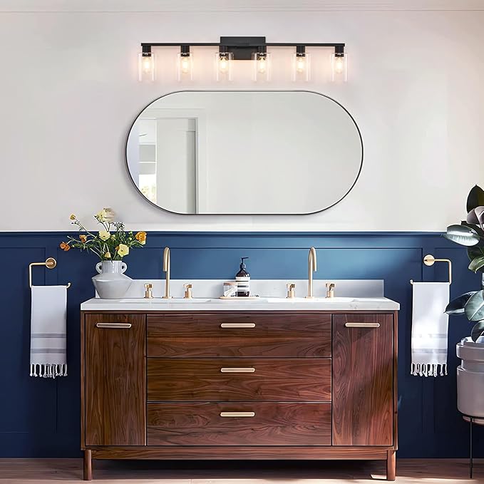 SOPEAS 6-Light Bathroom Vanity Light Black Vanity Lights