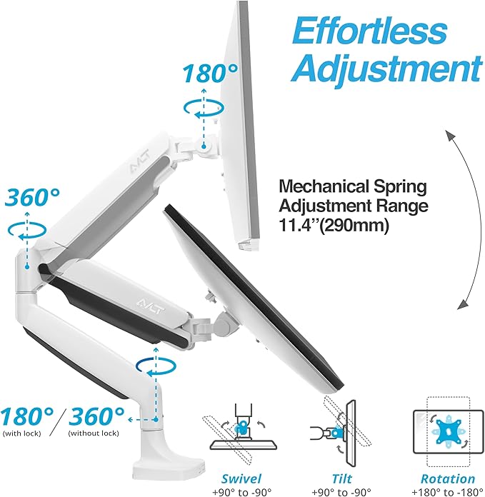 AVLT Single 17"-45" Monitor Arm Desk Mount Premium Mechanical Spring fits One