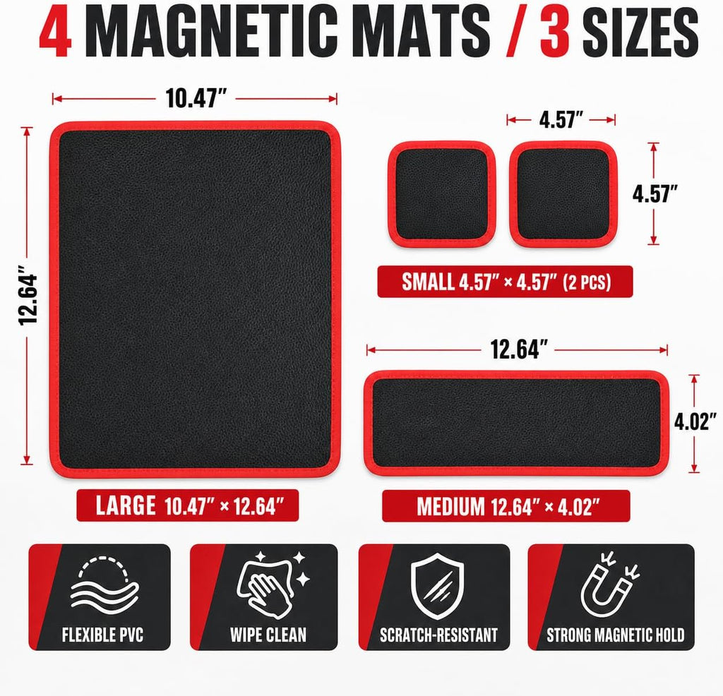 trulywin 4-pack magnetic parts holder mat with pickup shown in use
