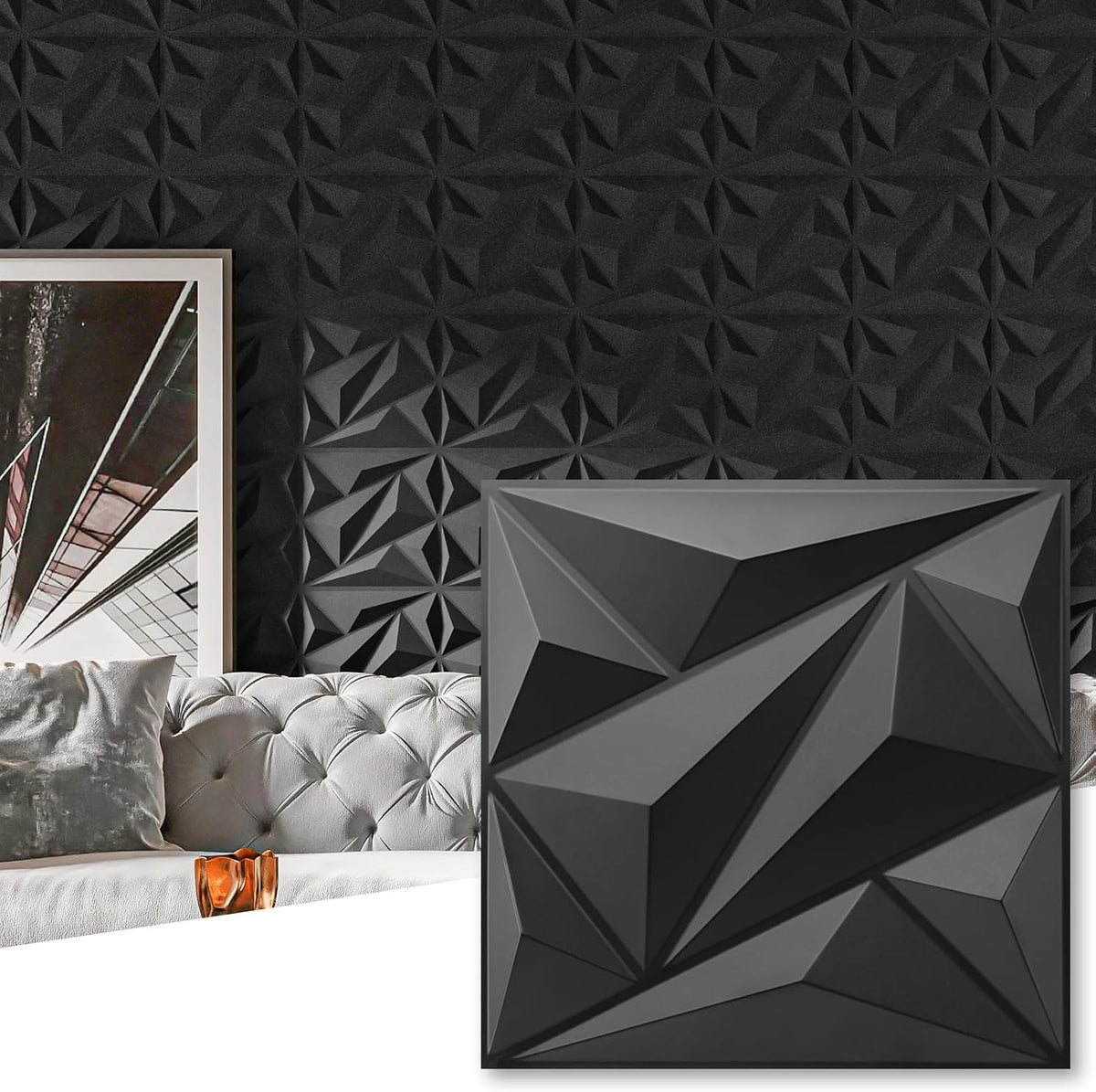 Art3dwallpanels 50 Pack 3D Wall Panel Diamond