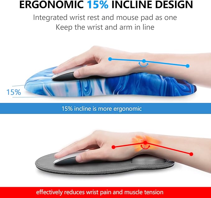 Mouse Pad Wrist Support, Laokiiy 2 in1 Keyboard Wrist Rest+ Ergonomic Mouse Pad