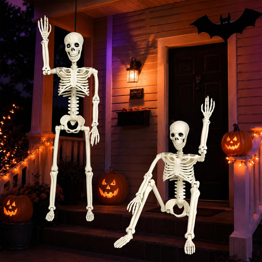36'' Life-Size Posable Halloween Skeleton Decorations with Dog Skeleton