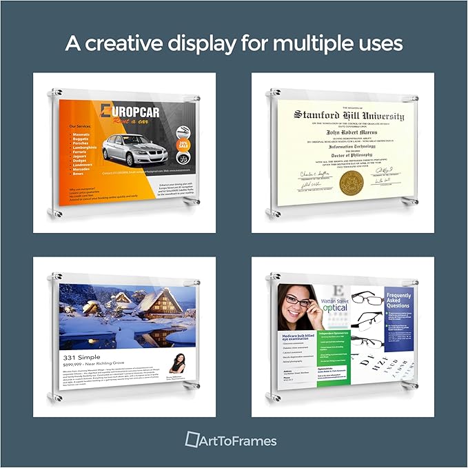ArtToFrames 16x16 Inch Double Panel Floating Acrylic Picture Frame comes (2 Pack)