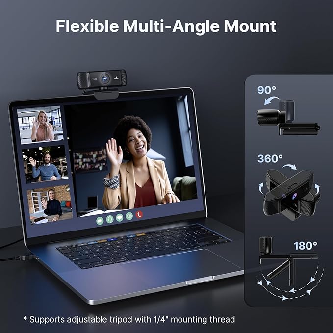 NexiGo 1080P 60FPS Webcam with Software Control and Microphone, w/Privacy Cover