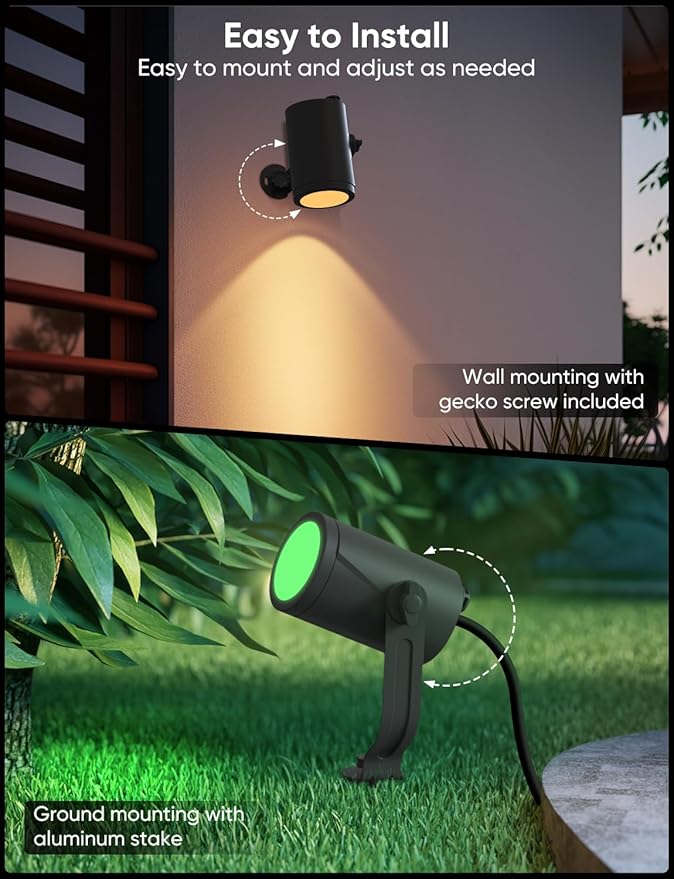 APPECK Smart Outdoor Spot Lights 24W, RGBCW Color Changing Landscape Lights 4 (4 Pack)