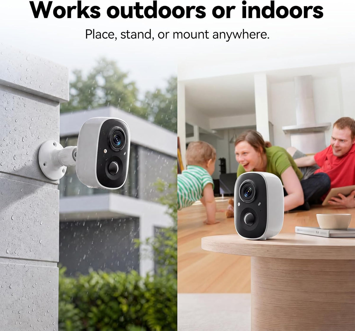 2k security cameras wireless outdoor,wifi cameras for home, front angle view