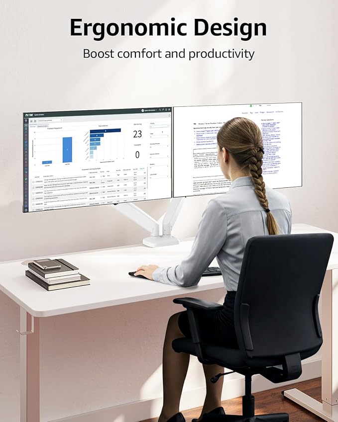 MOUNTUP Dual Monitor Stand for Desk, Monitor Arms for 2 Monitors Max 32 Inches