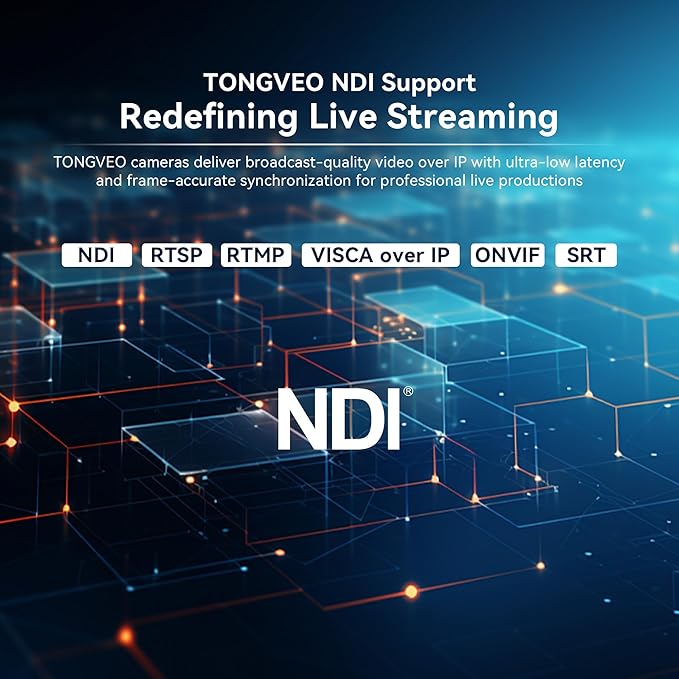 TONGVEO 4K NDI PTZ Camera AI Auto-Tracking 20X Optical Zoom HDMI IP Live