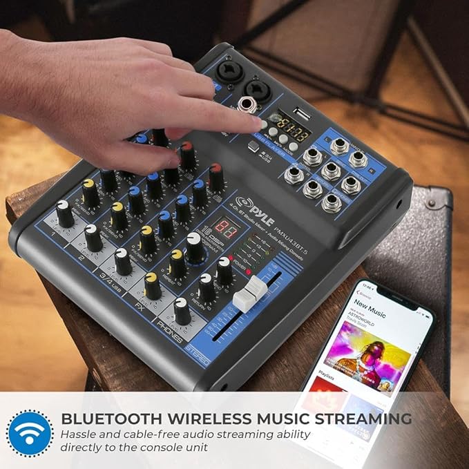 Pyle Professional Audio Mixer Sound Board Console System- Interface 4 Channel