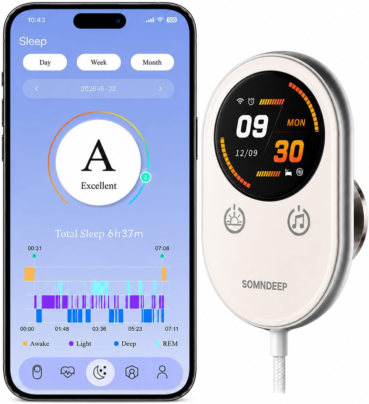 Contactless Smart Sleep Tracker, Non-Wearable Sleep Monitor Device